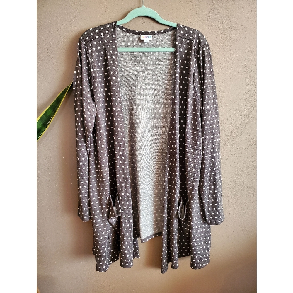Lularoe Grey and White Polkadot Sarah Cardigan